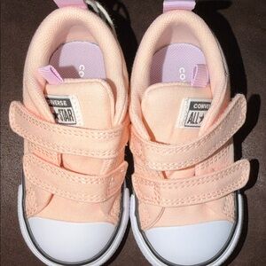 Converse Kids Peach Canvas Velcro Sneakers - All Star